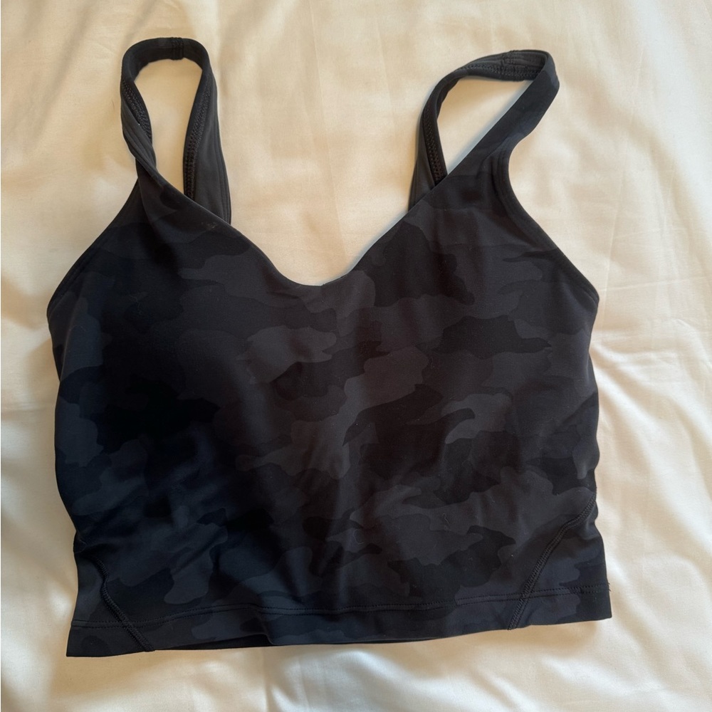 Lululemon Athletica Align Black Camo Fitted Crop Tank Top